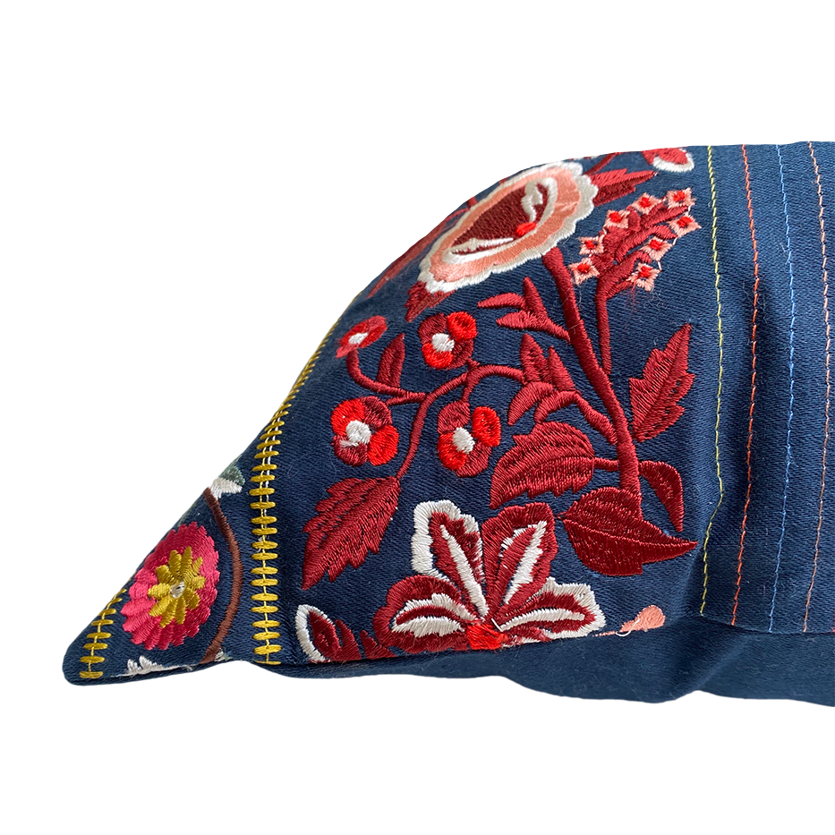 FLORAL BORDER CUSHION COVER