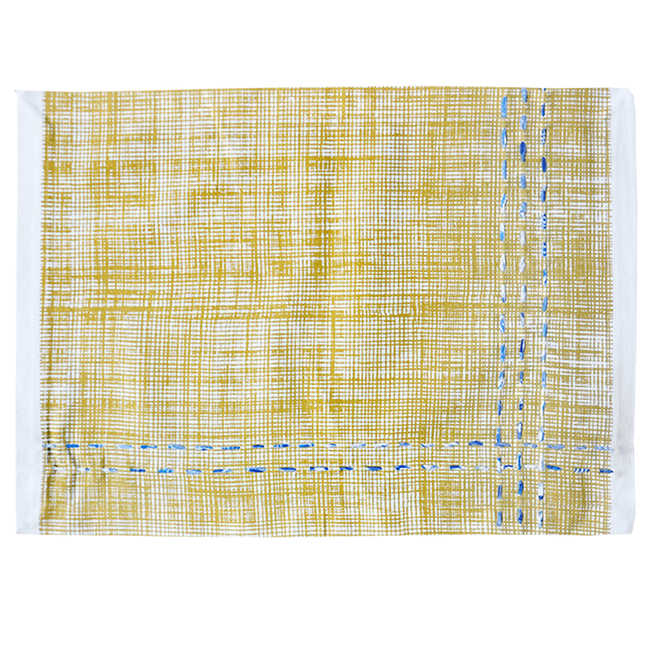YELLOW TEXTURED FABRIC KANTHA PLACEMAT